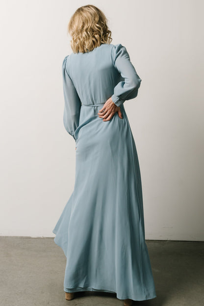 Kelsey Wrap Dress | Dusty Blue - Baltic Born