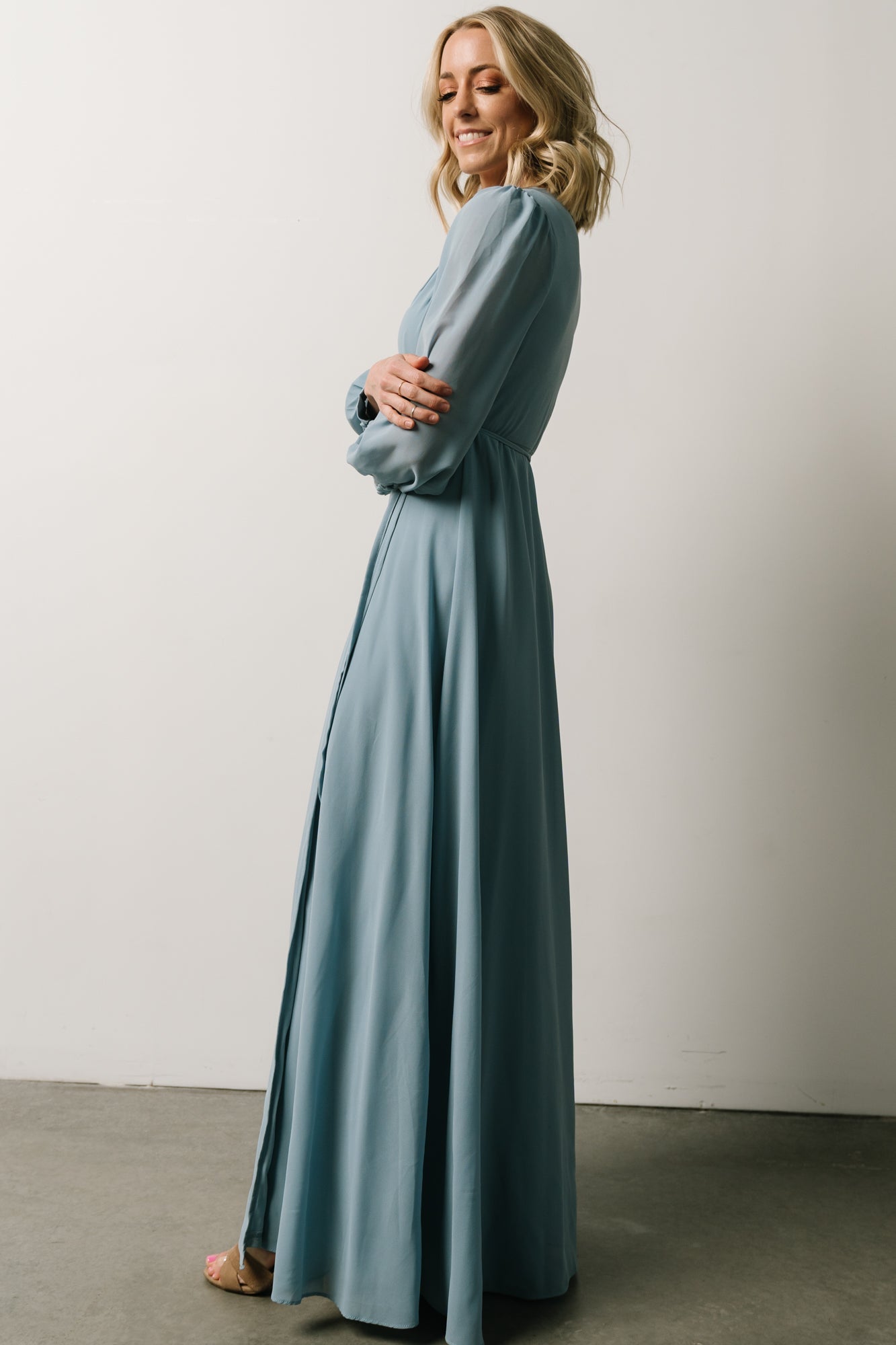 Kelsey Wrap Dress | Dusty Blue - Baltic Born