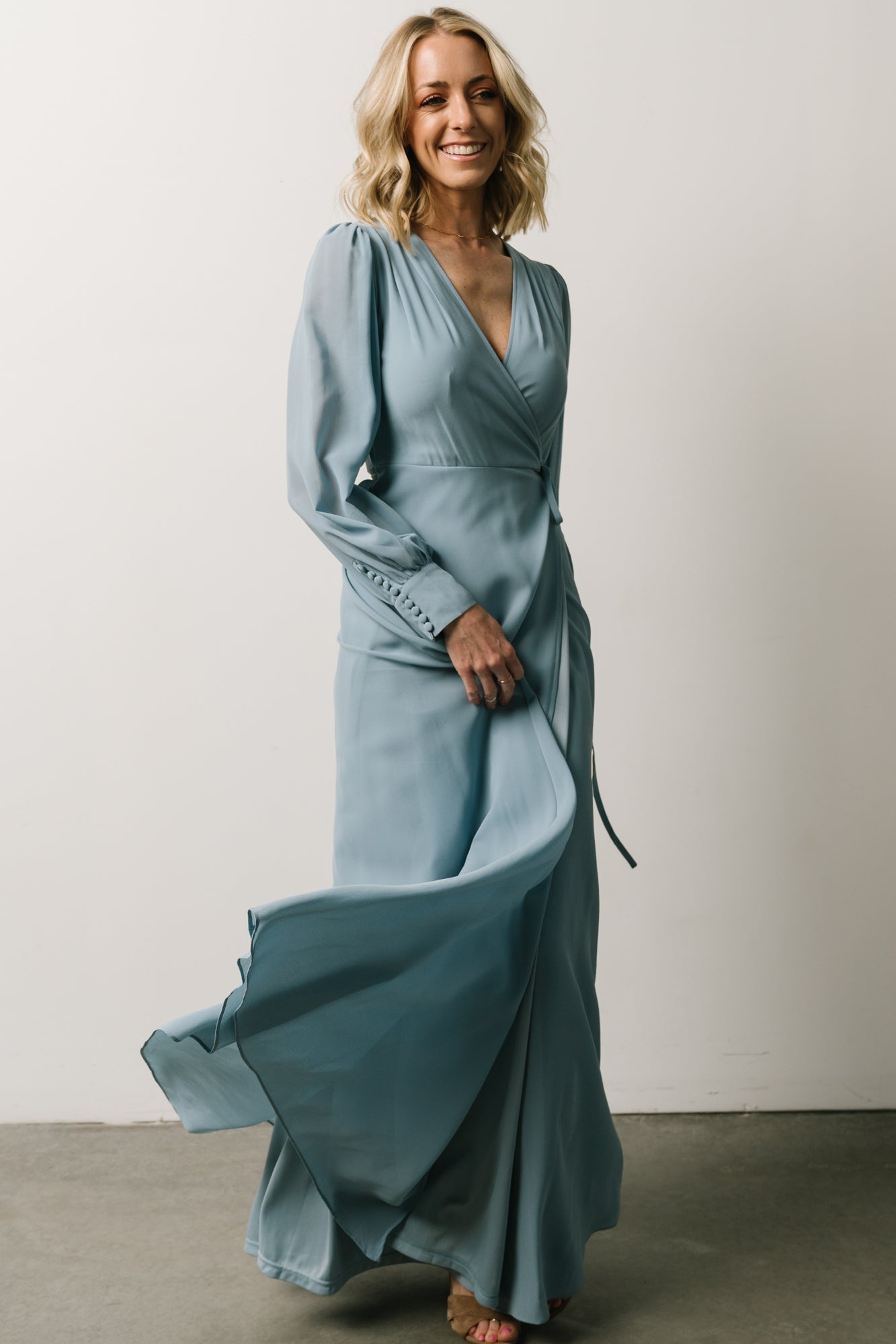 Kelsey Wrap Dress | Dusty Blue - Baltic Born