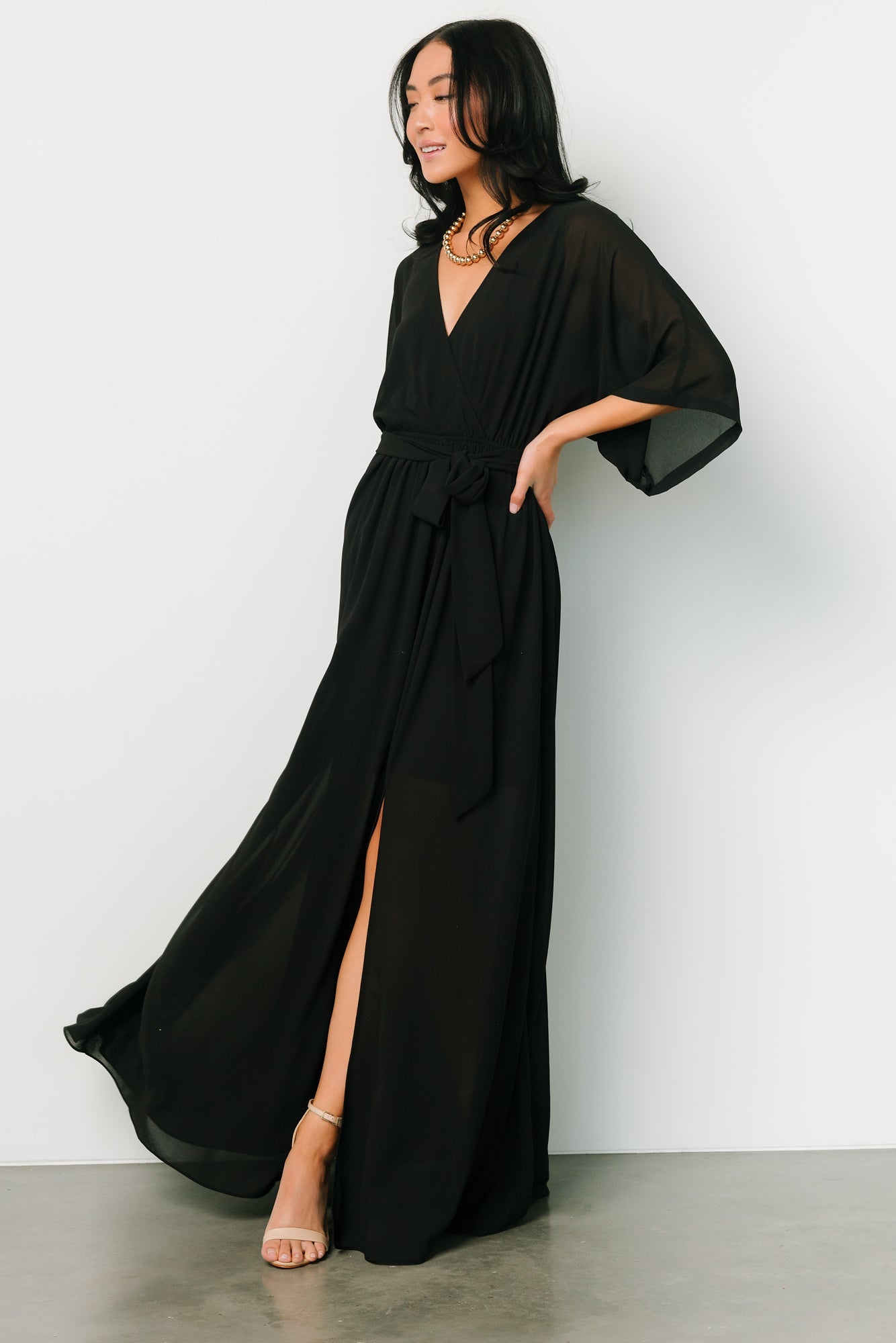 Kia Kimono Maxi Dress Black