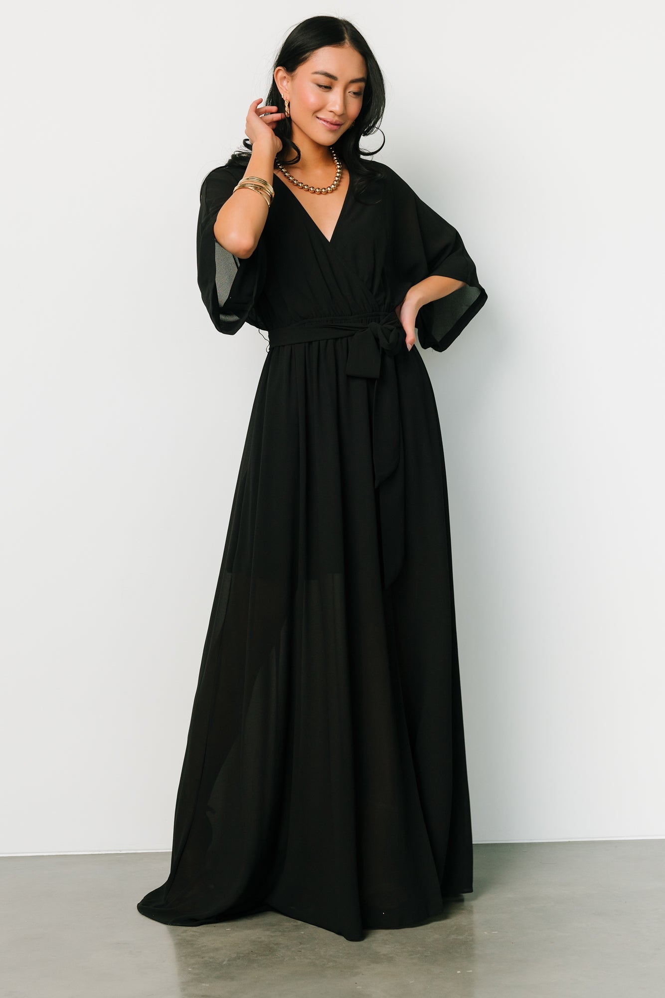 Kia Kimono Maxi Dress | Black - Baltic Born