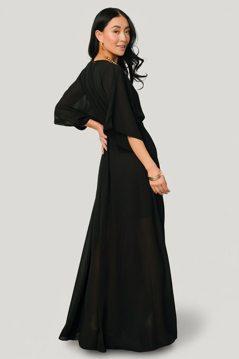 Baltic Born Womens Kia Kimono Maxi Dress | Black