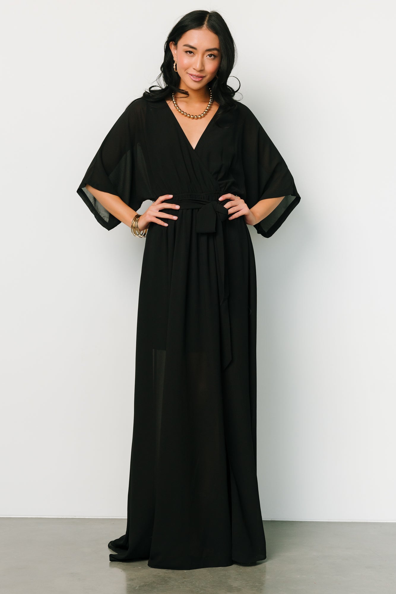 Kia Kimono Maxi Dress | Black - Baltic Born