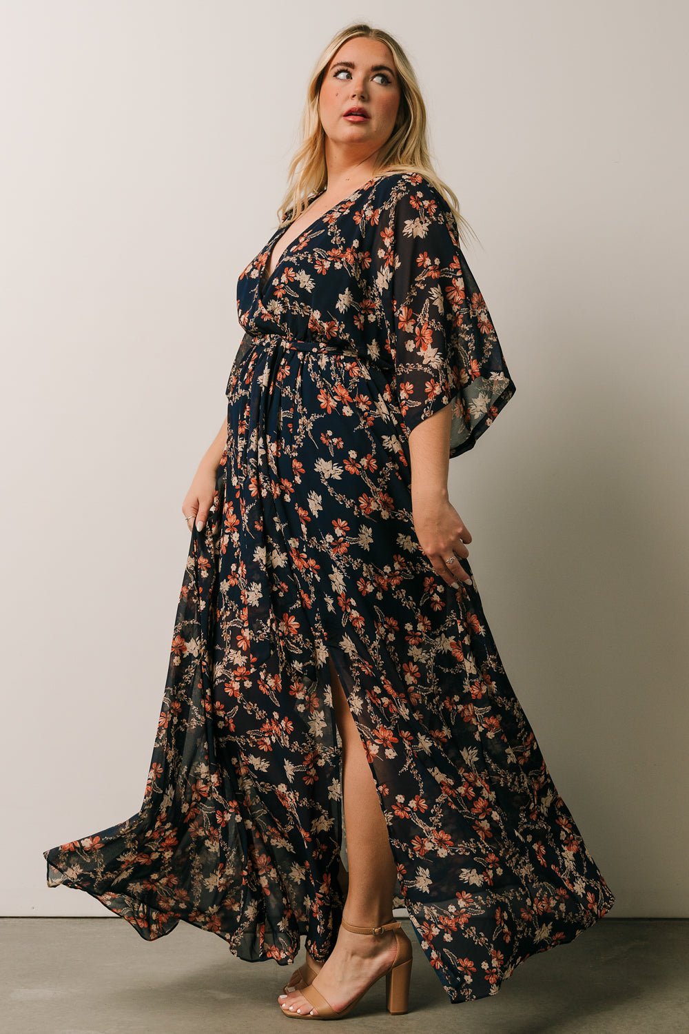 Kia Kimono Maxi Dress | Dark Blue Floral | Baltic Born