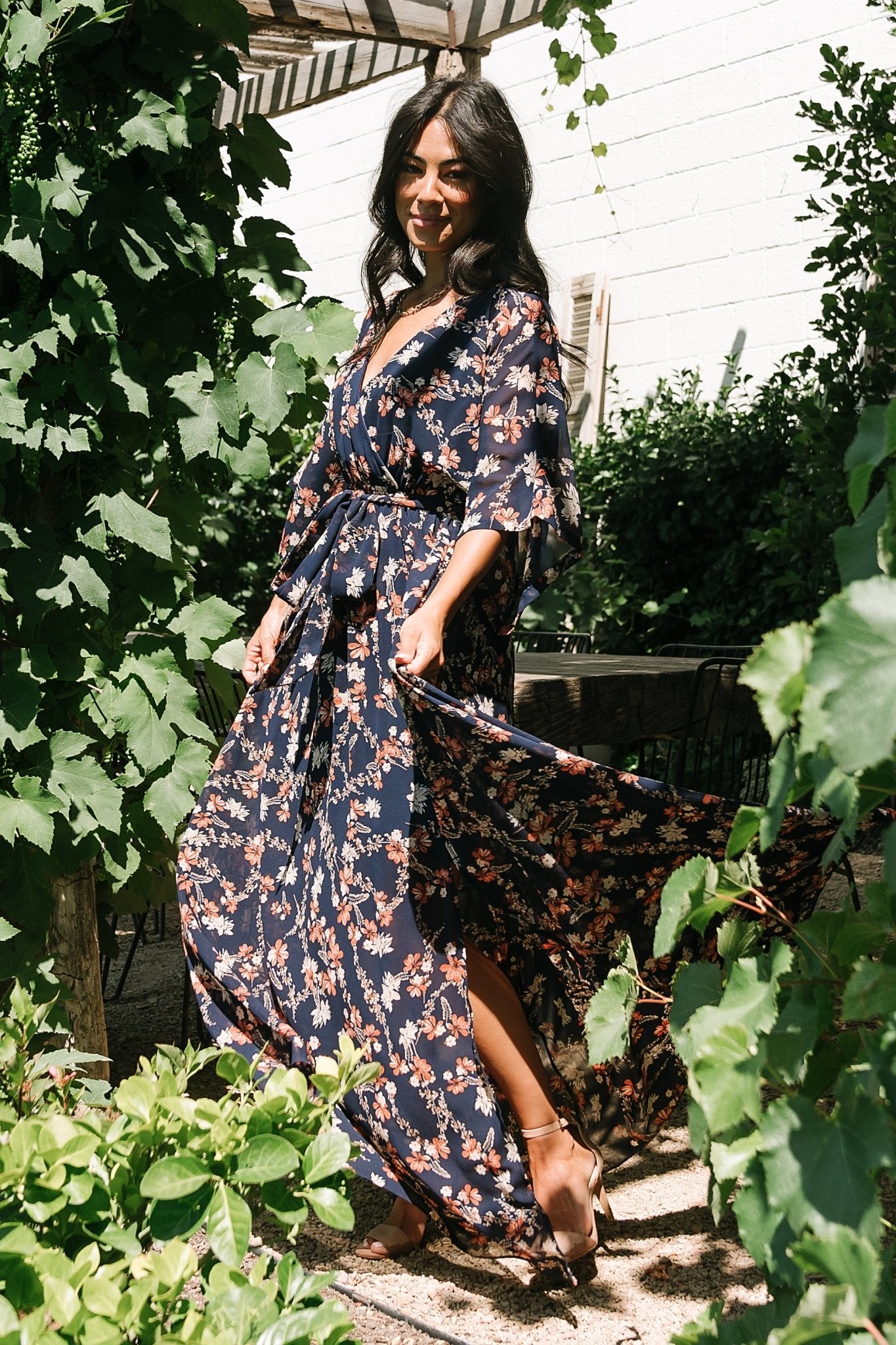 Kia Kimono Maxi Dress | Dark Blue Floral - Baltic Born