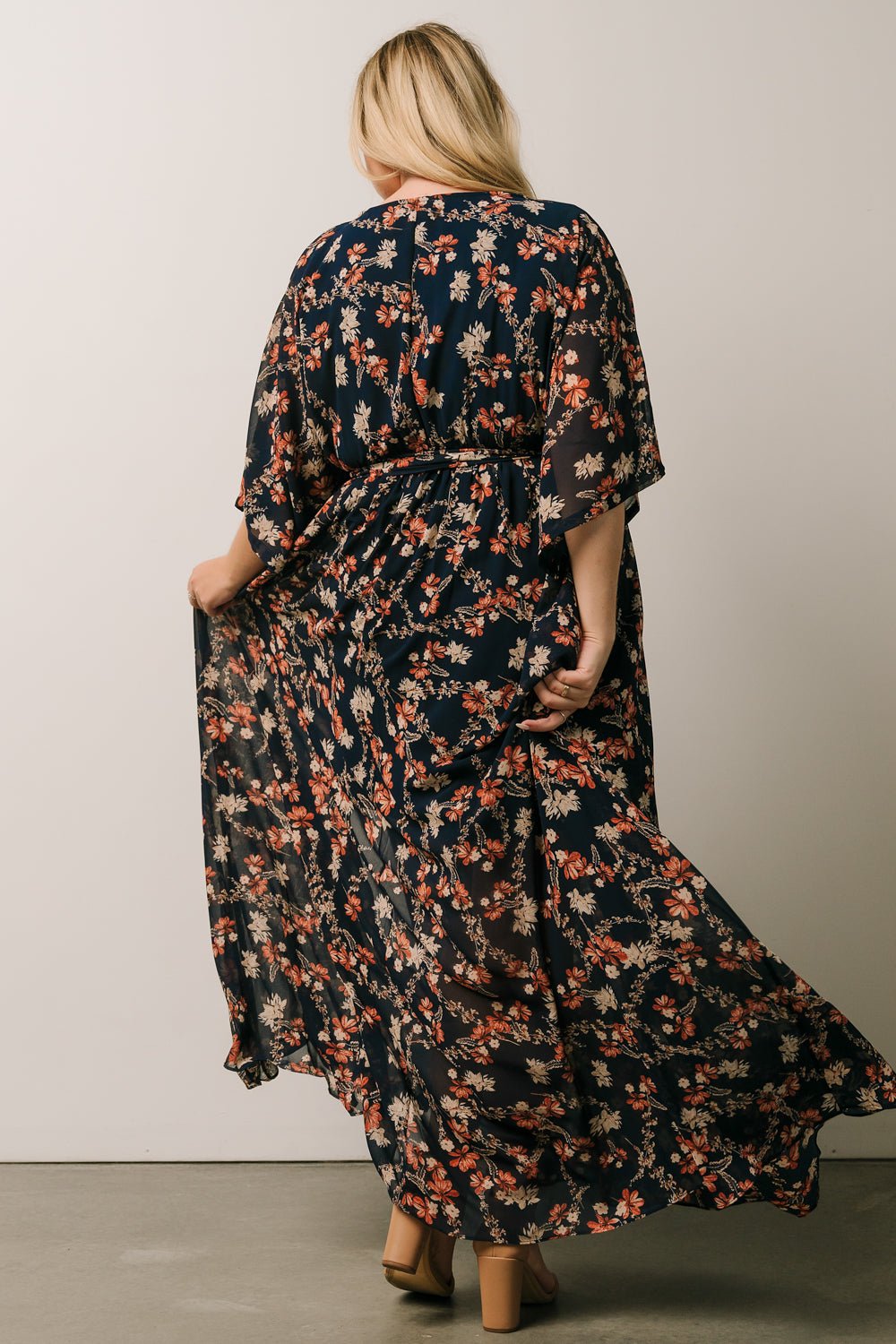 Kia Kimono Maxi Dress | Dark Blue Floral - Baltic Born