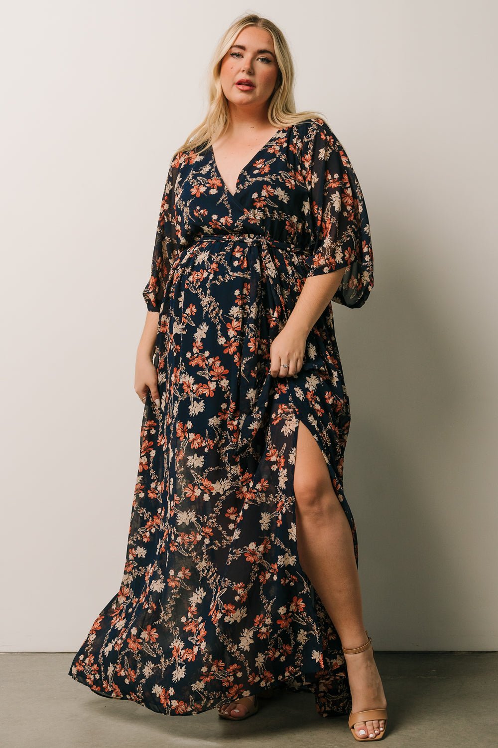 Kia Kimono Maxi Dress | Dark Blue Floral - Baltic Born