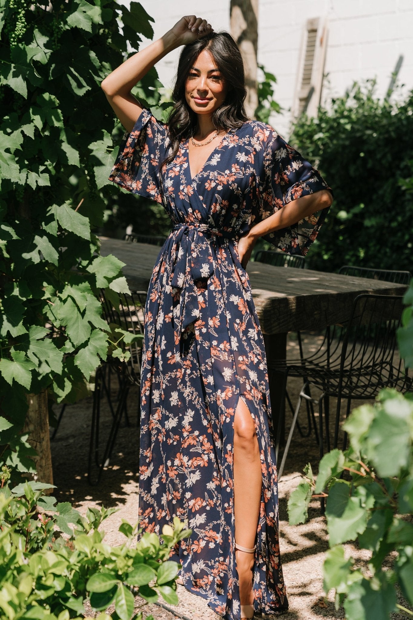 Kia Kimono Maxi Dress | Dark Blue Floral - Baltic Born