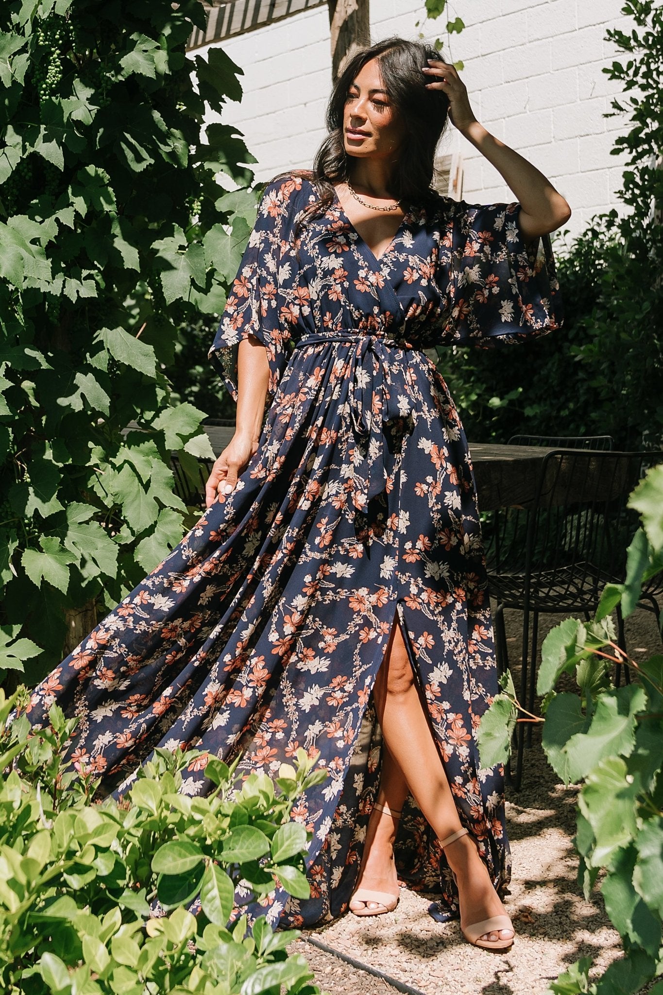 Kia Kimono Maxi Dress | Dark Blue Floral - Baltic Born