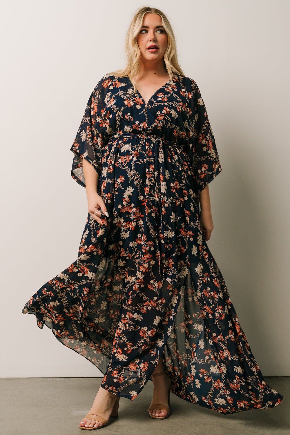 Kia Kimono Maxi Dress | Dark Blue Floral - Baltic Born