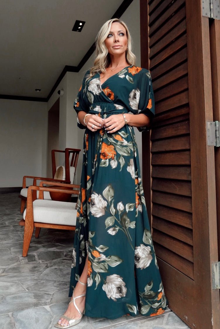 Kia Kimono Maxi Dress | Deep Topaz Floral - Baltic Born