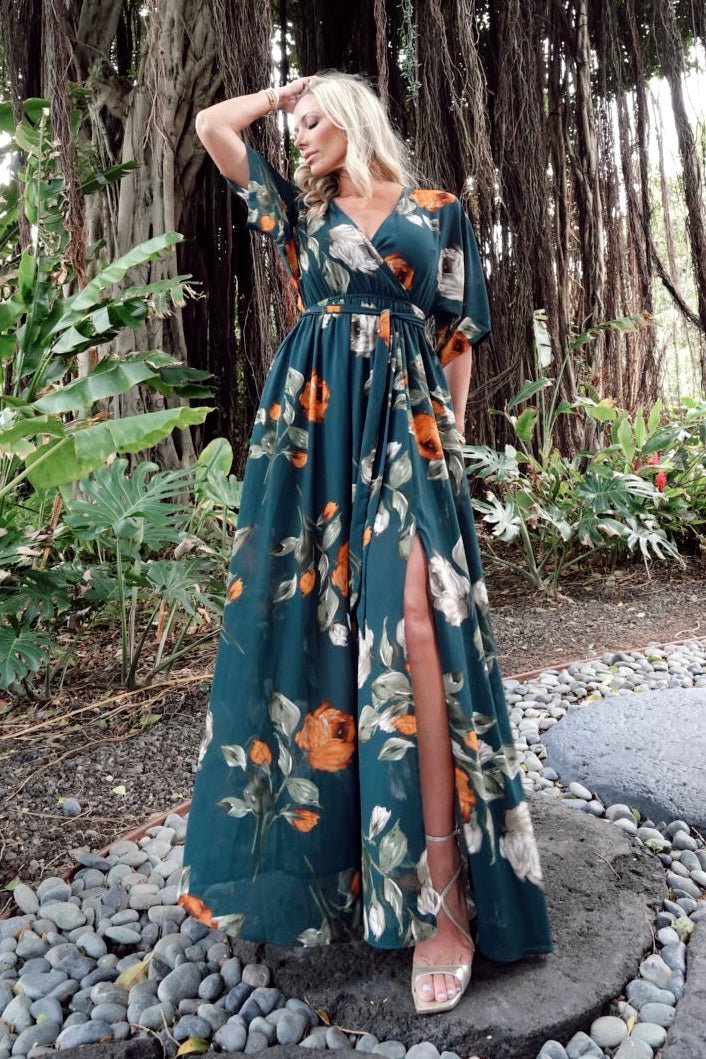 Kia Kimono Maxi Dress | Deep Topaz Floral - Baltic Born