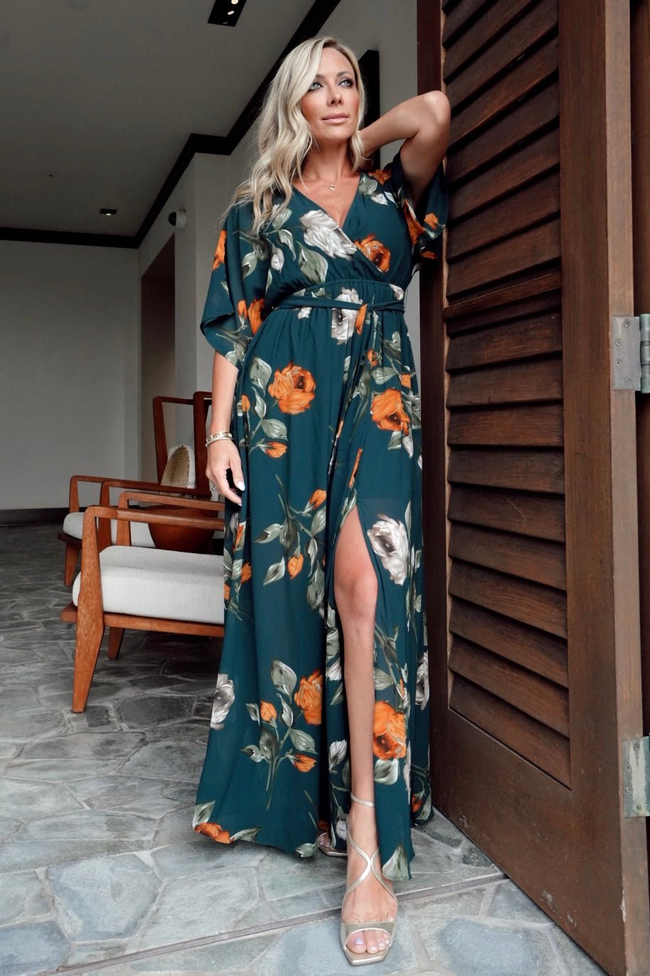 Kia Kimono Maxi Dress | Deep Topaz Floral - Baltic Born