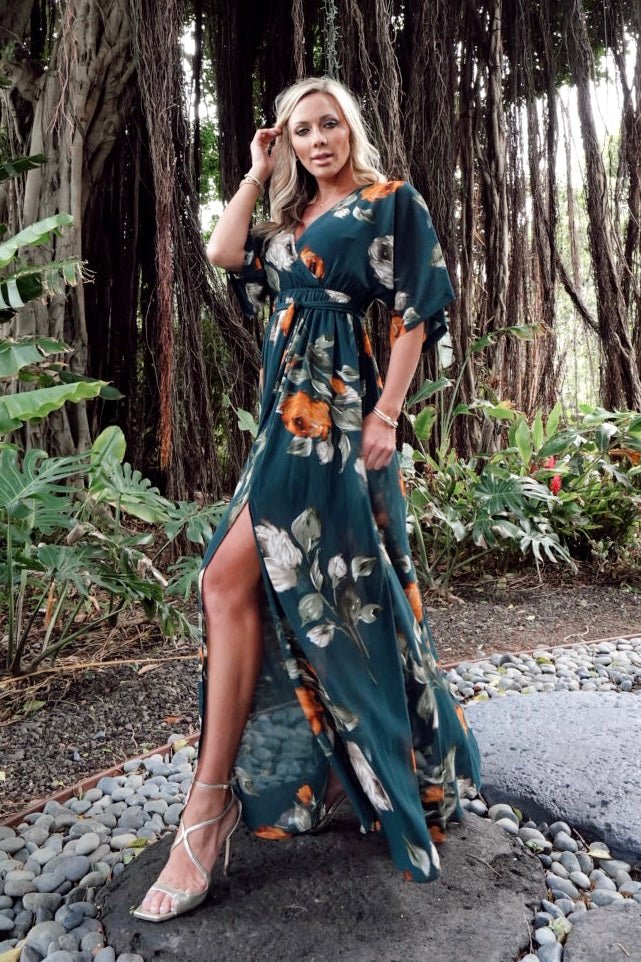 Kia Kimono Maxi Dress | Deep Topaz Floral - Baltic Born