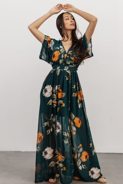 Kia Kimono Maxi Dress | Deep Topaz Floral - Baltic Born