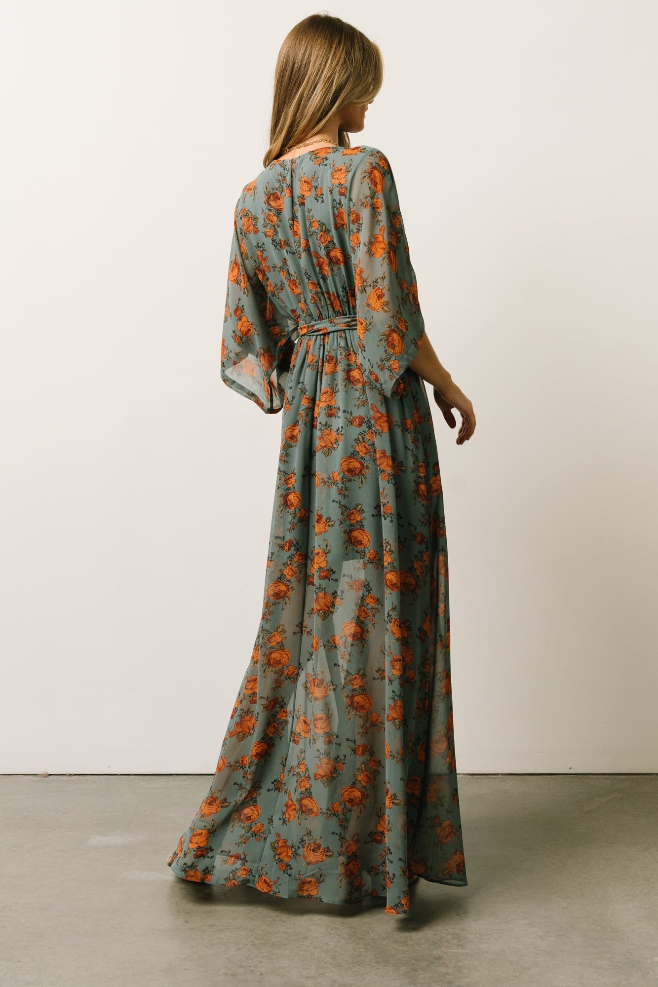 Kia Kimono Maxi Dress | Dusty Blue Floral - Baltic Born