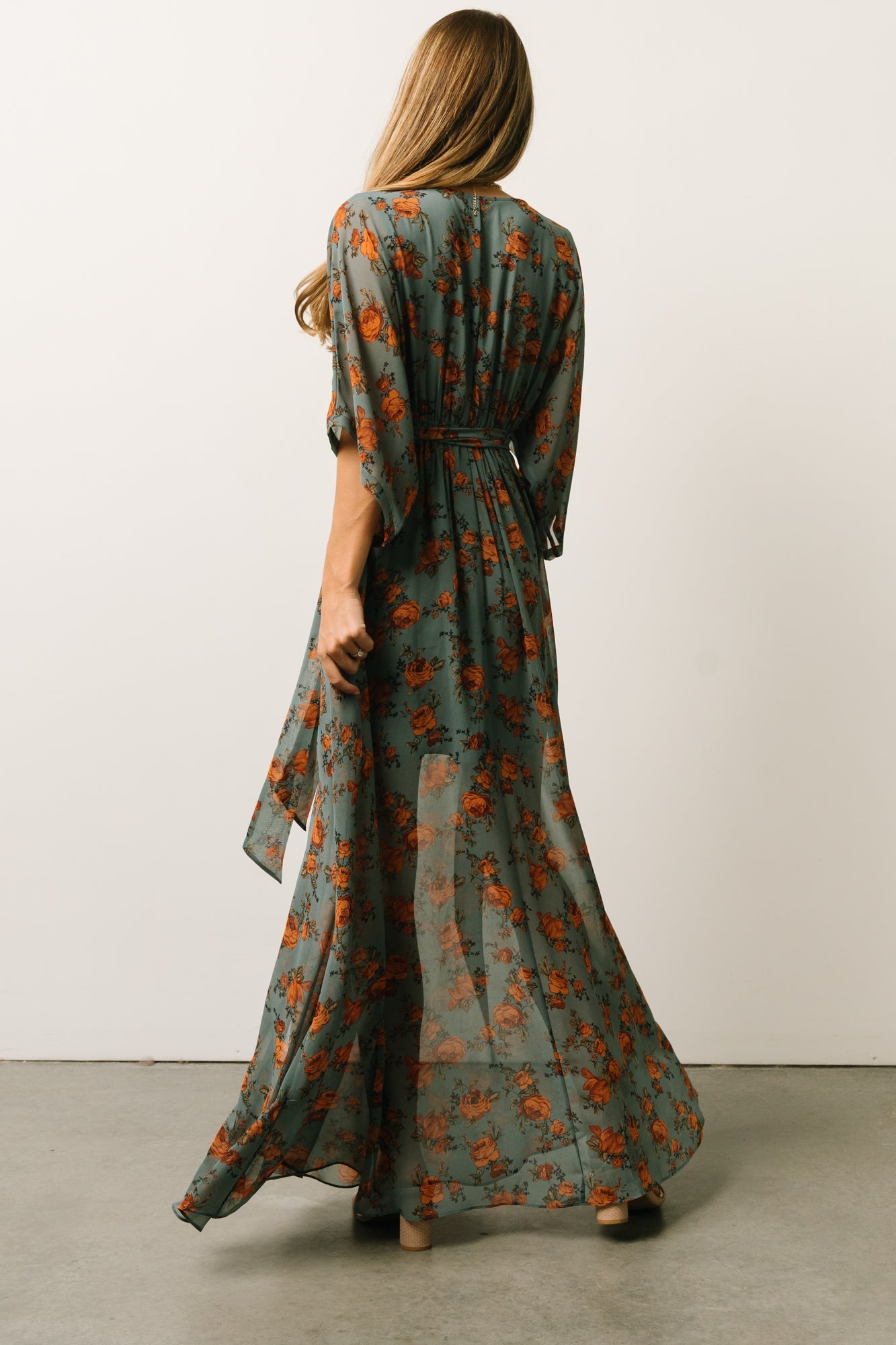 Kia Kimono Maxi Dress | Dusty Blue Floral - Baltic Born