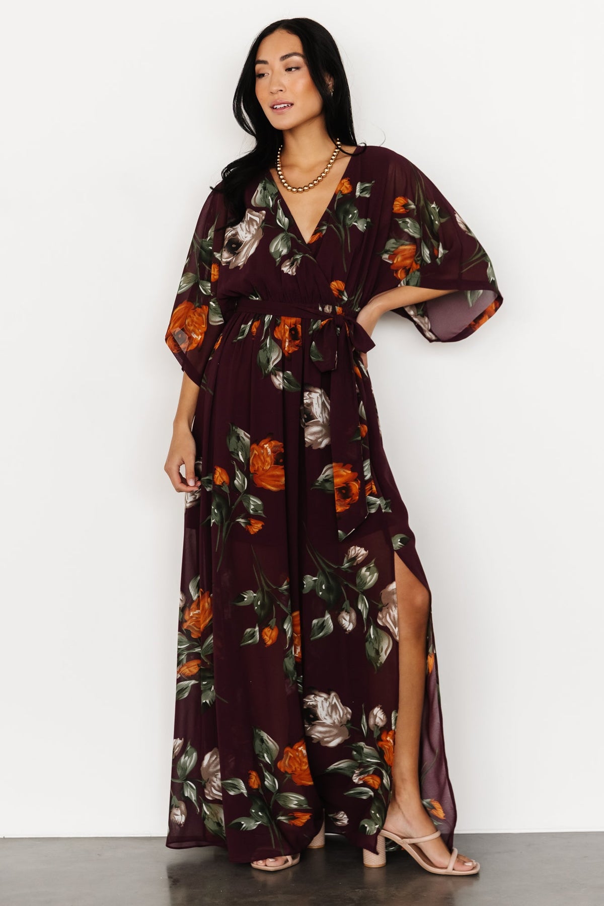 Kia Kimono Maxi Dress | Eggplant Floral | Baltic Born