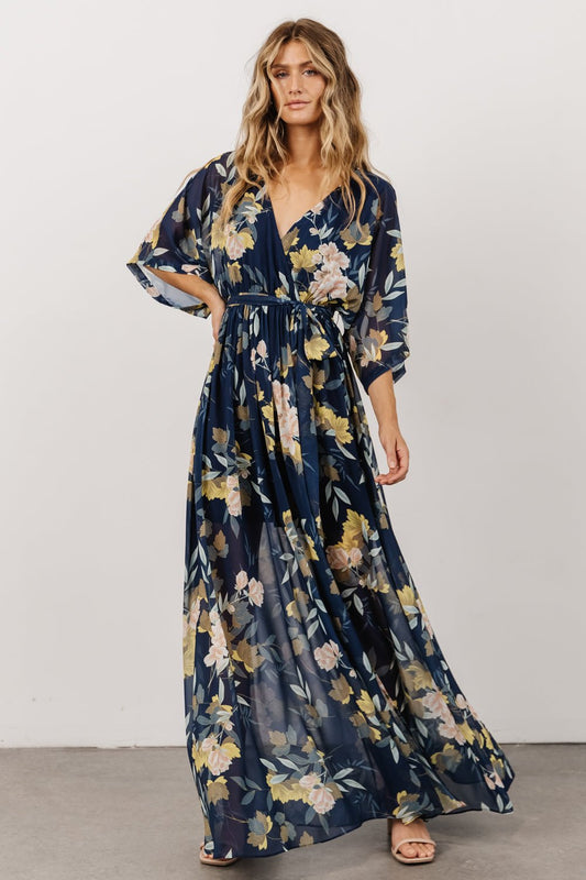 Kia Kimono Maxi Dress | Navy Floral - Baltic Born