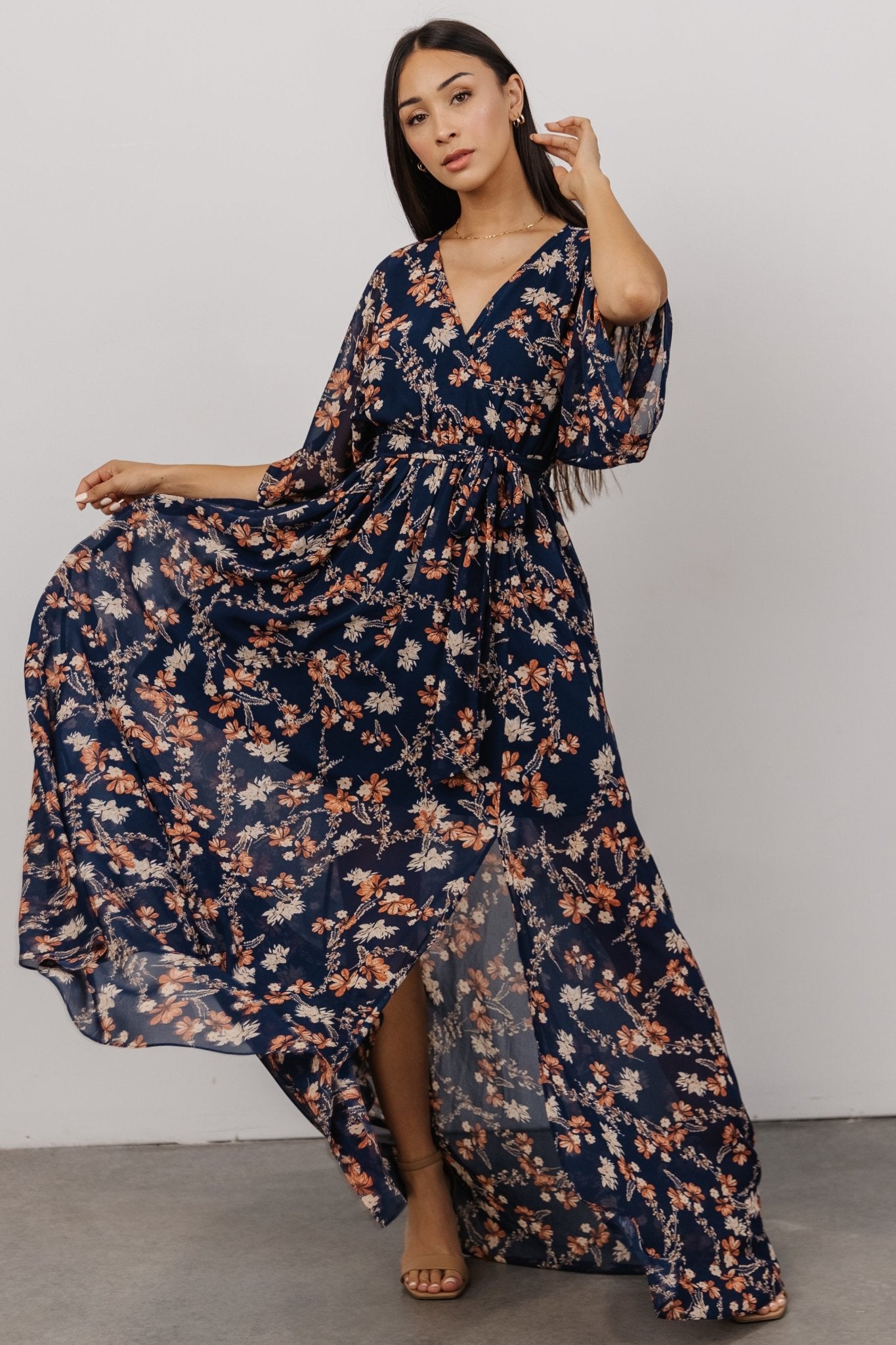 Kia Kimono Maxi Dress | Navy Floral - Baltic Born