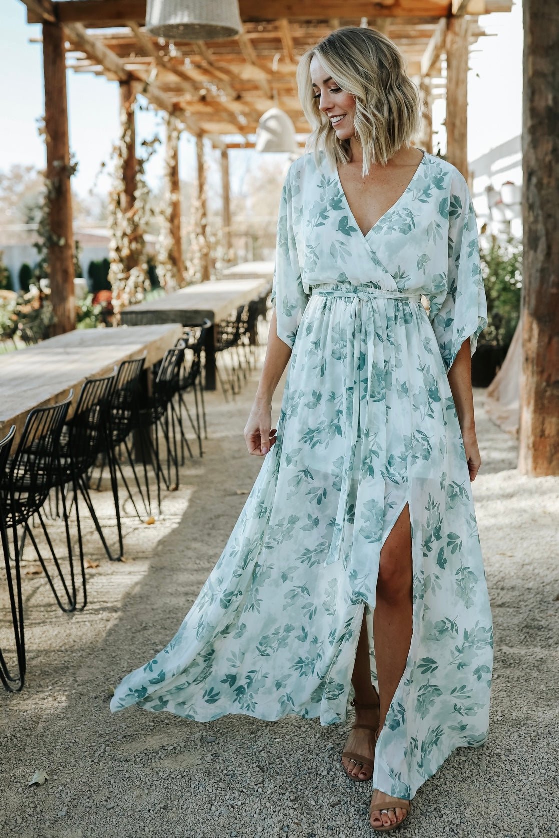 Kia Kimono Maxi Dress | Sage Floral - Baltic Born