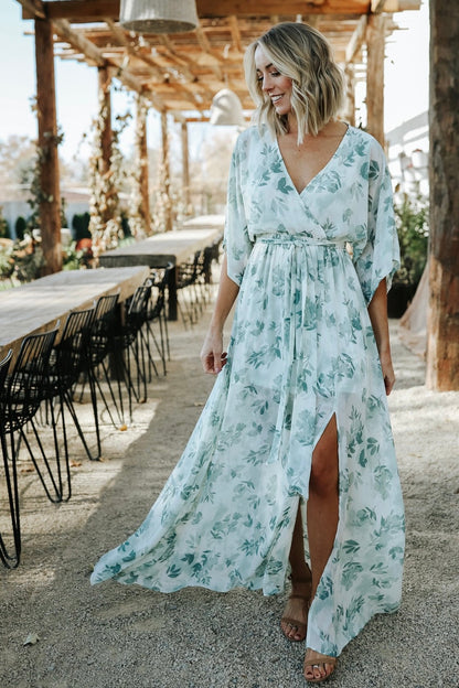 Kia Kimono Maxi Dress | Sage Floral - Baltic Born