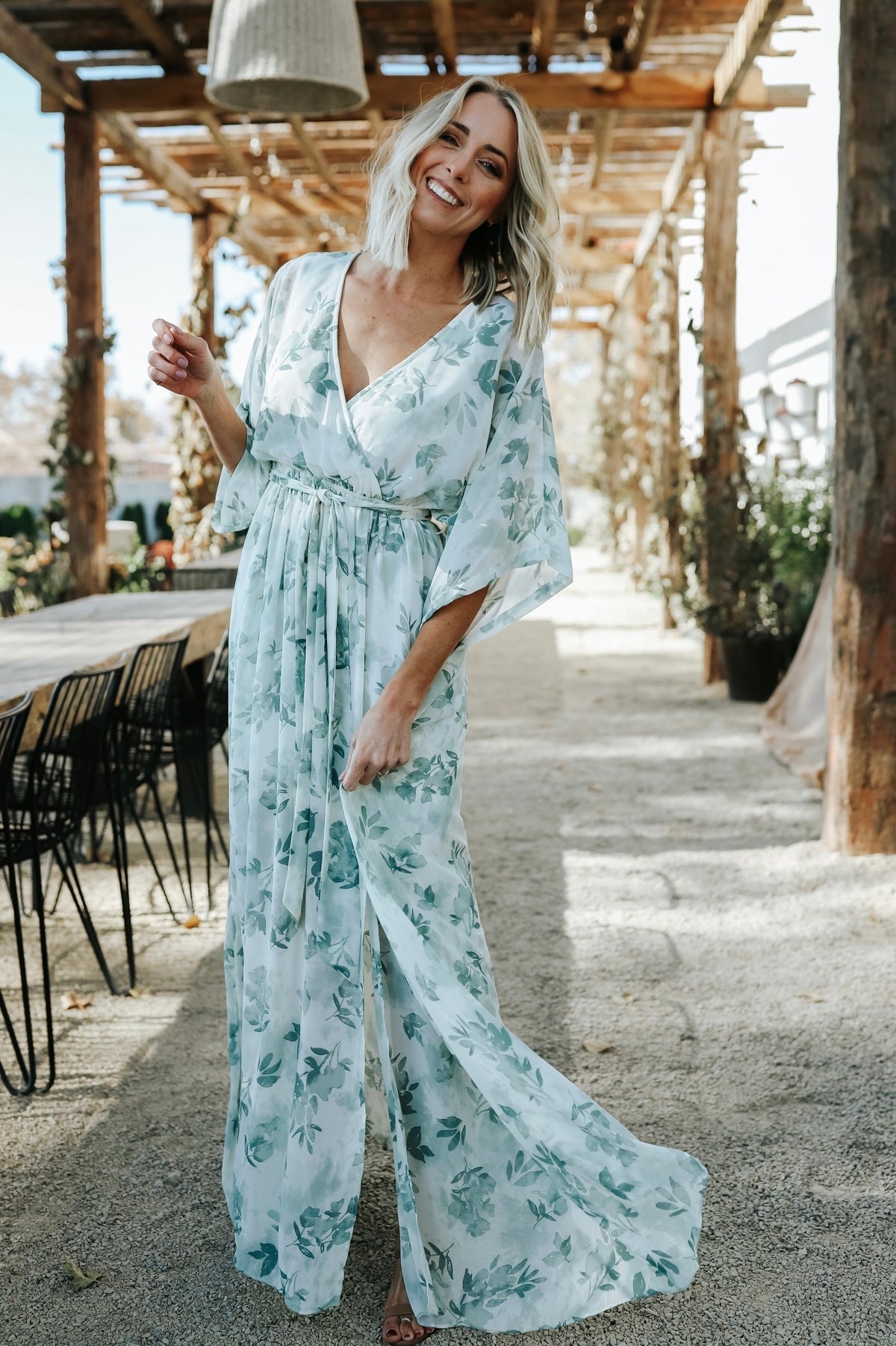 Kia Kimono Maxi Dress | Sage Floral - Baltic Born