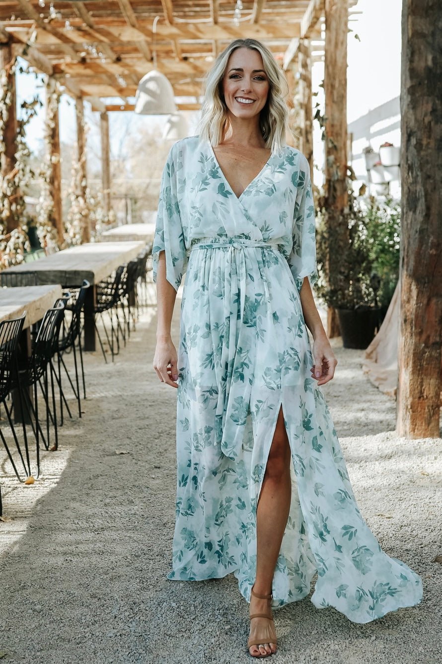 Kia Kimono Maxi Dress | Sage Floral - Baltic Born