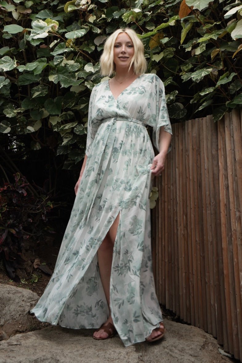 Kia Kimono Maxi Dress | Sage Floral - Baltic Born