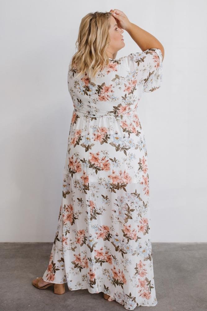 Kia Kimono Maxi Dress | White Floral - Baltic Born