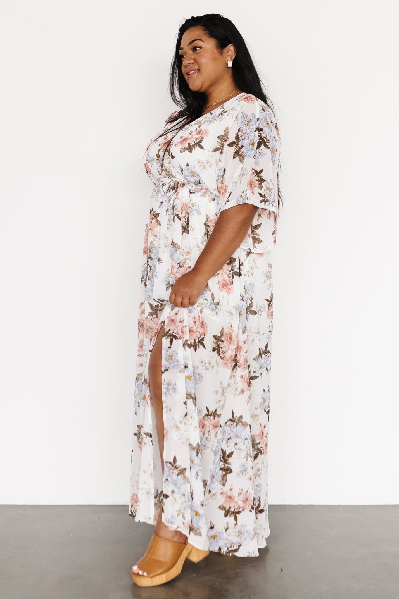 Kia Kimono Maxi Dress | White Floral - Baltic Born