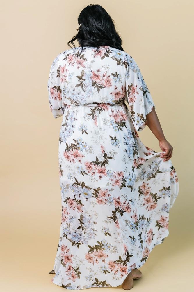 Kia Kimono Maxi Dress | White Floral - Baltic Born