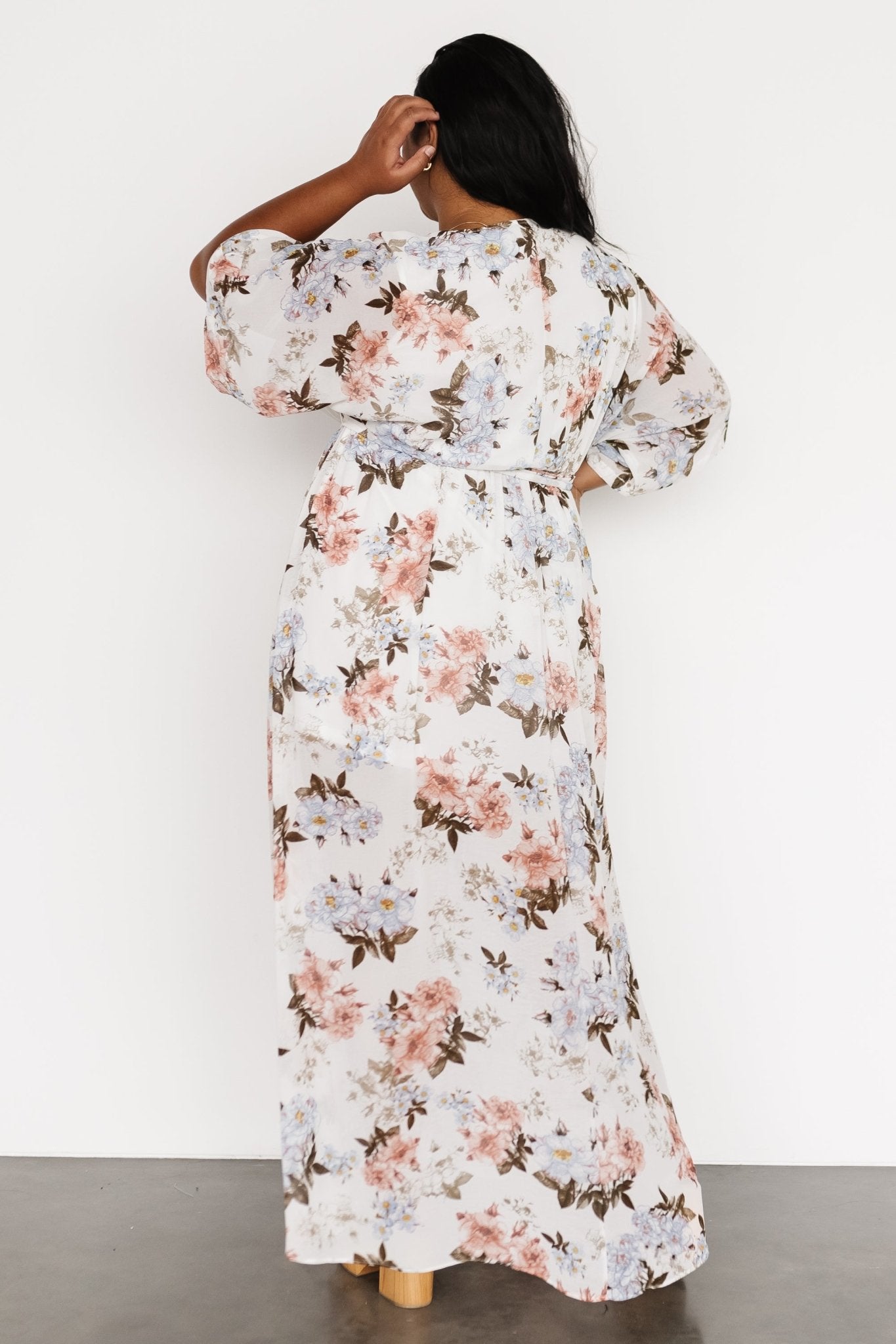 Kia Kimono Maxi Dress | White Floral - Baltic Born