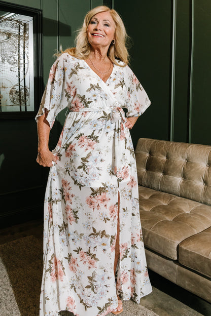 Kia Kimono Maxi Dress | White Floral - Baltic Born