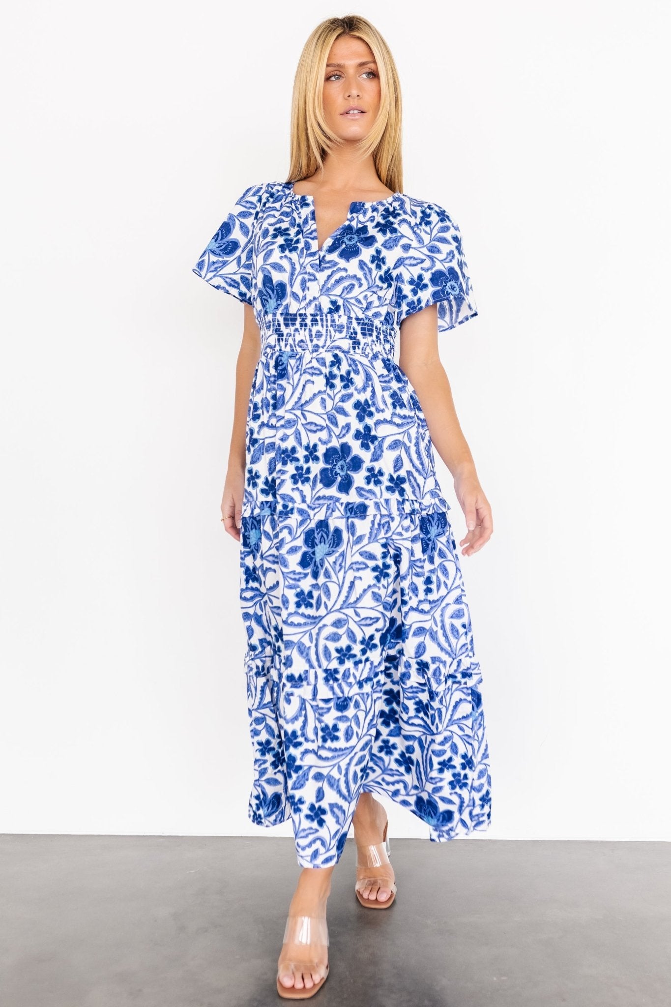 Kiana Poplin Maxi Dress | Blue Multi - Baltic Born