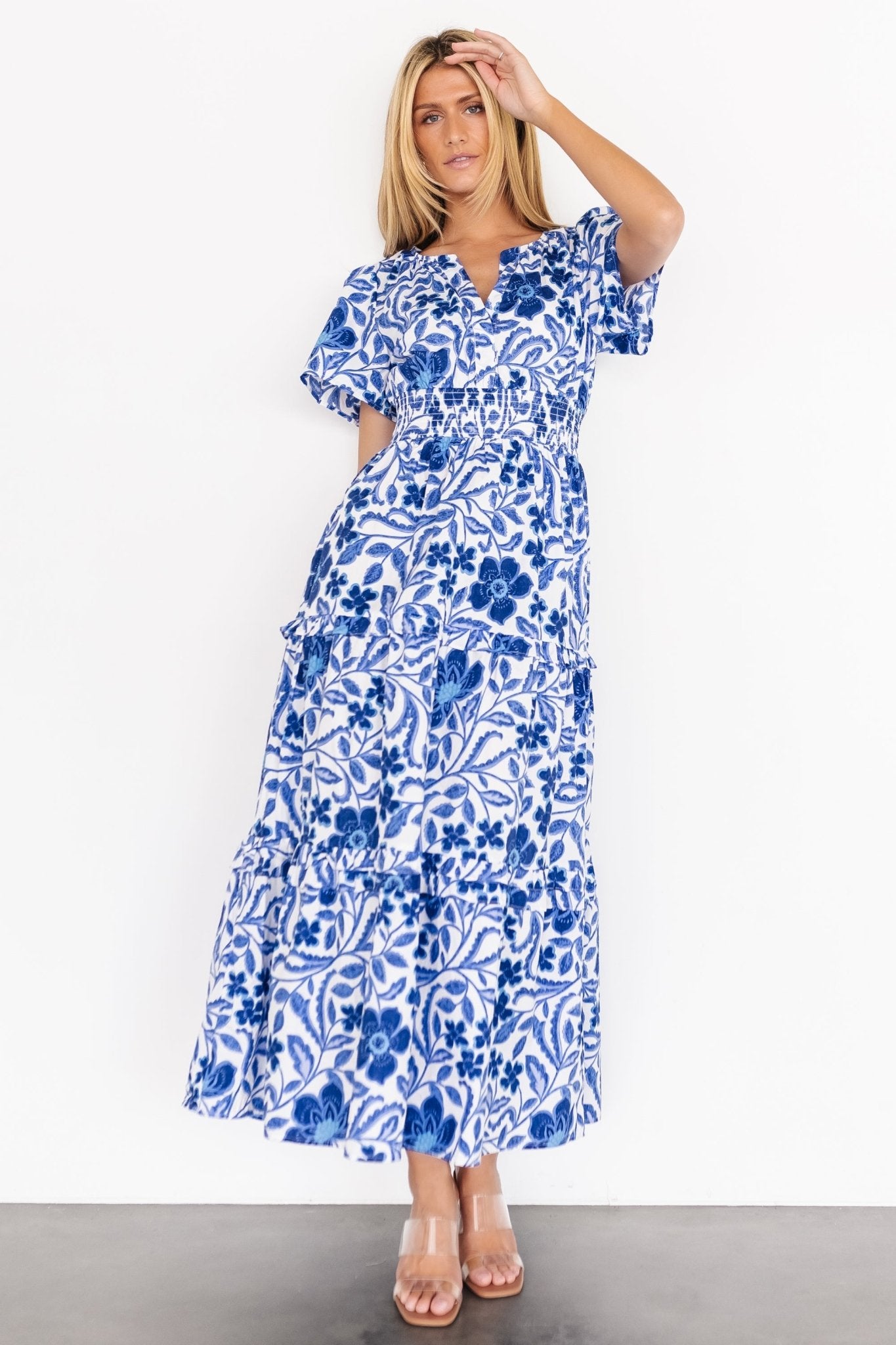 Kiana Poplin Maxi Dress | Blue Multi - Baltic Born