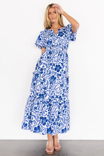 Kiana Poplin Maxi Dress | Blue Multi - Baltic Born