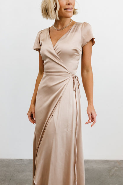 Krystal Satin Wrap Gown | Champagne - Baltic Born