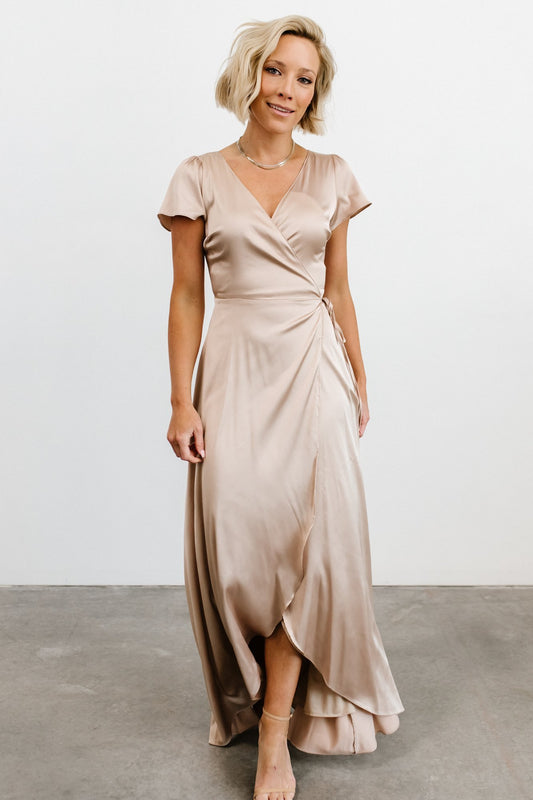 Krystal Satin Wrap Gown | Champagne - Baltic Born