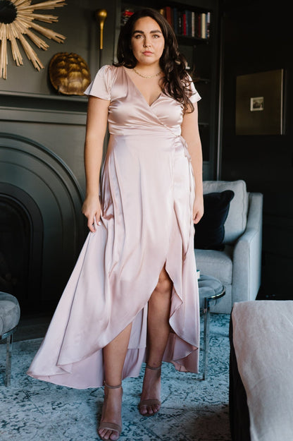 Krystal Satin Wrap Gown | Champagne - Baltic Born