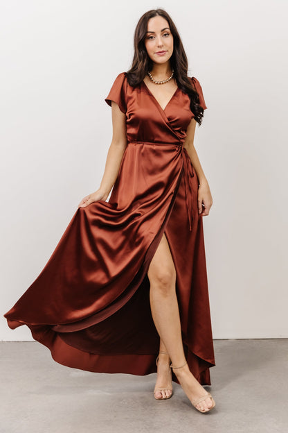 Krystal Satin Wrap Gown | Cinnamon - Baltic Born