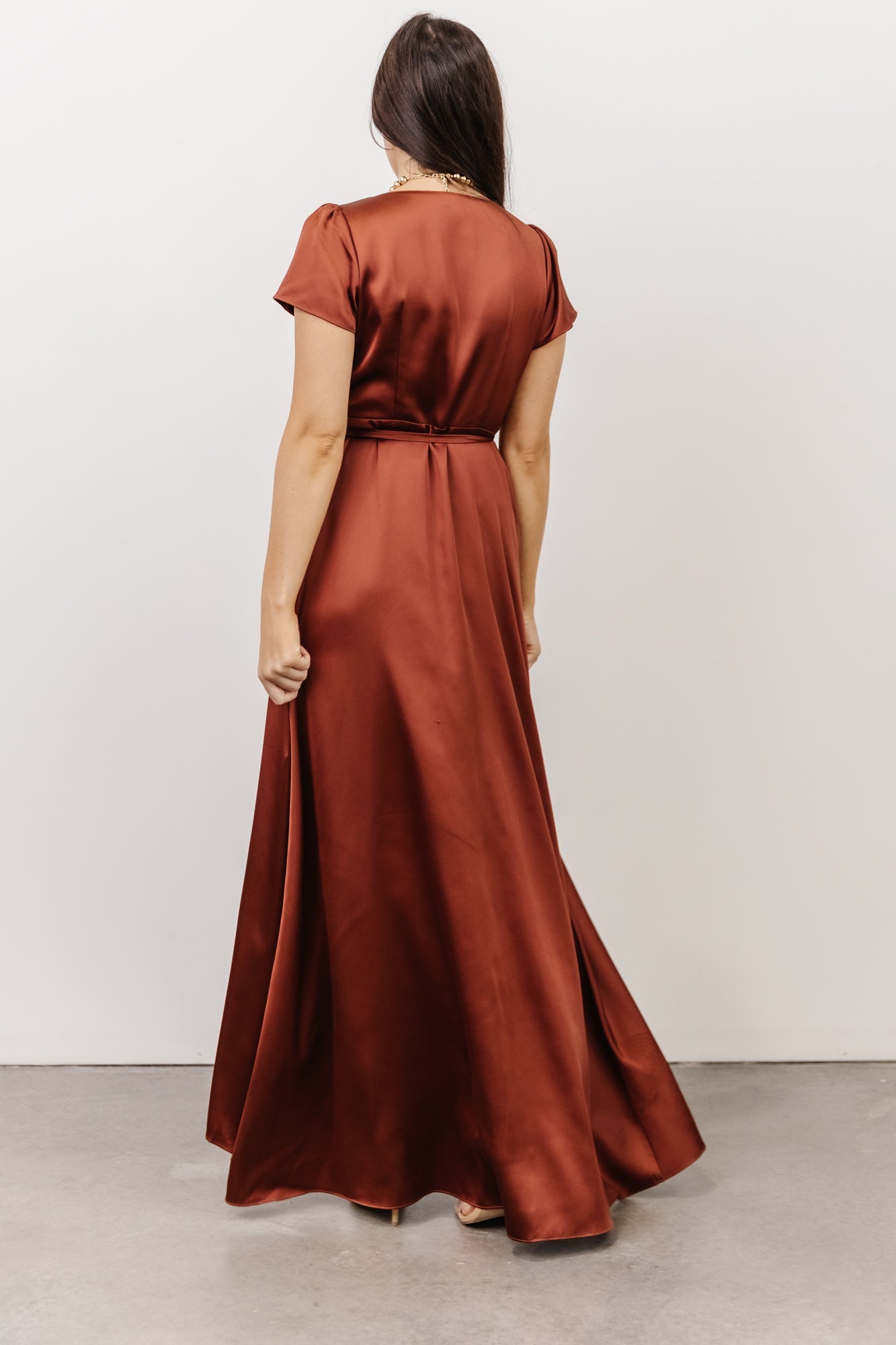 Krystal Satin Wrap Gown | Cinnamon - Baltic Born