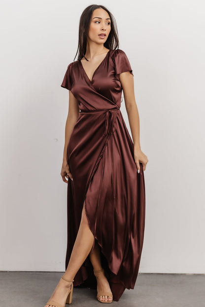 Krystal Satin Wrap Gown | Dark Clove - Baltic Born