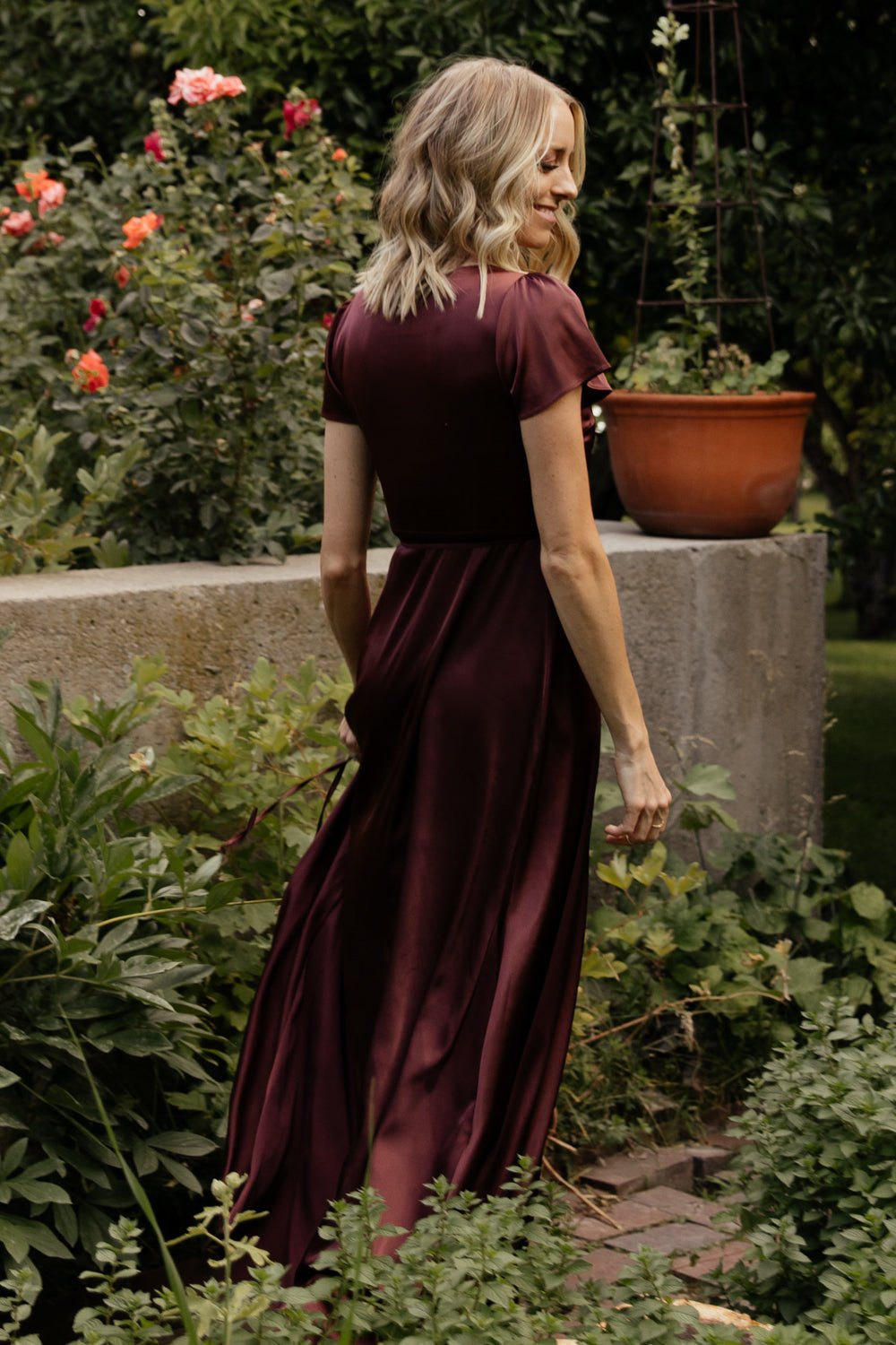 Krystal Satin Wrap Gown | Dark Clove - Baltic Born