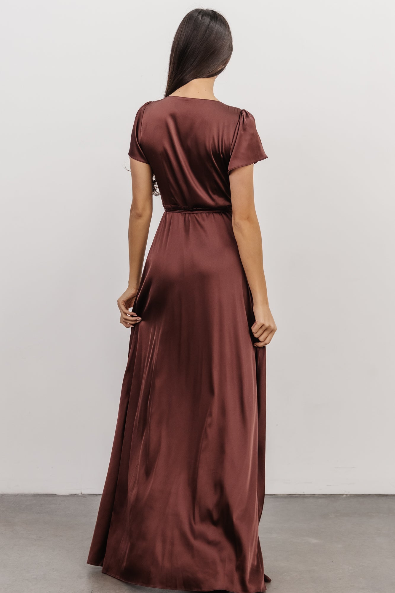 Krystal Satin Wrap Gown | Dark Clove - Baltic Born