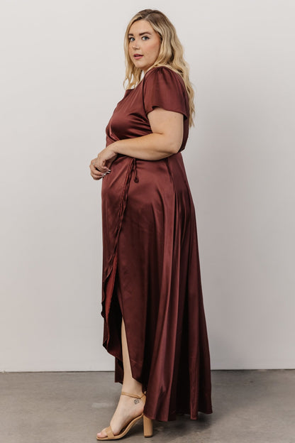 Krystal Satin Wrap Gown | Dark Clove - Baltic Born