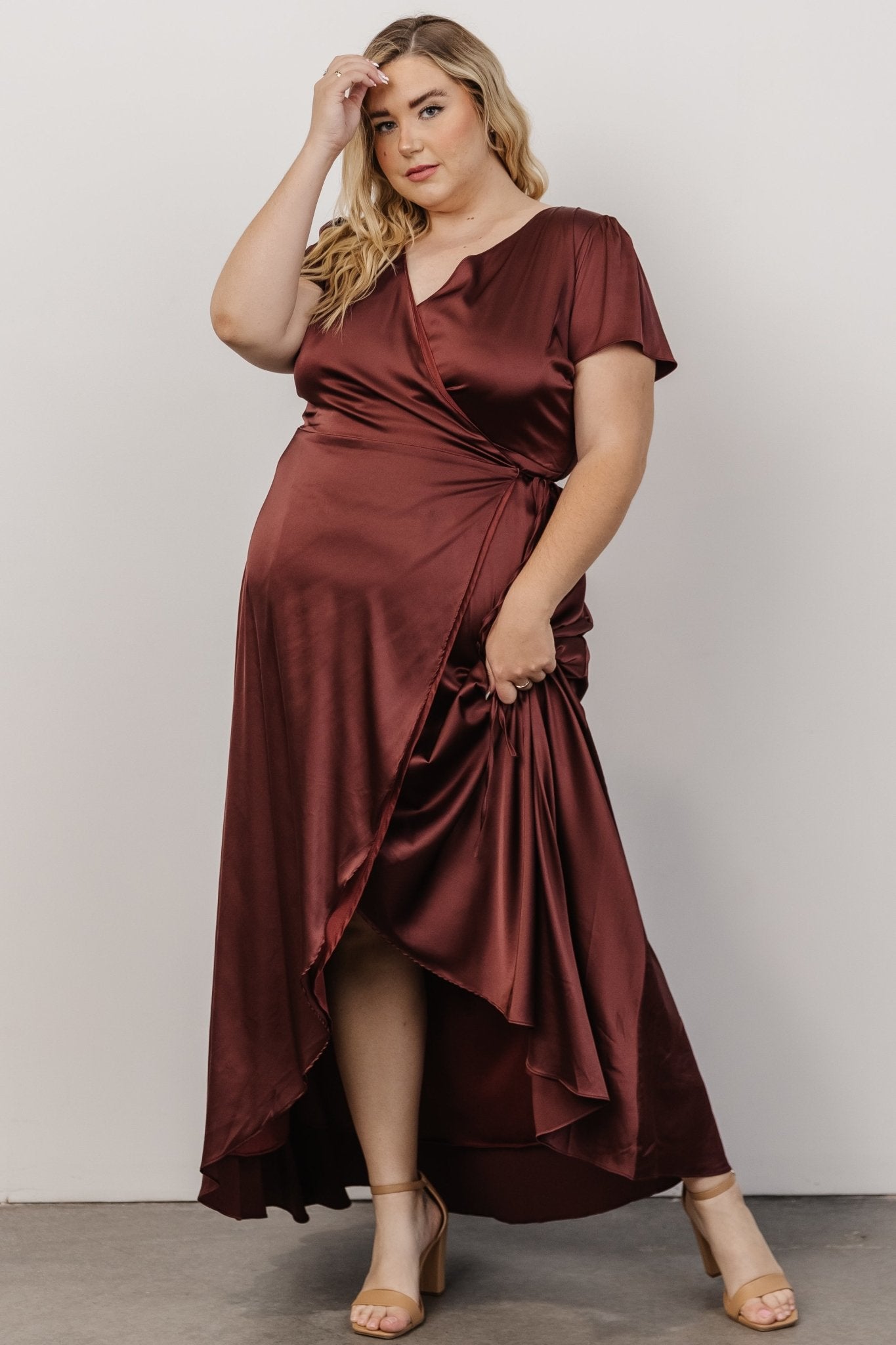 Krystal Satin Wrap Gown | Dark Clove Krystal Satin Wrap Gown | Dark Clove