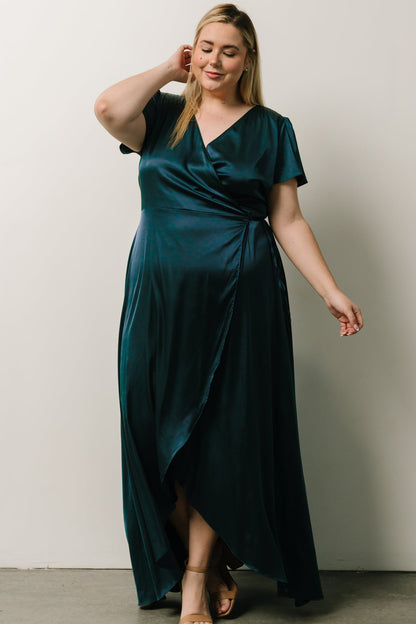 Krystal Satin Wrap Gown | Deep Blue - Baltic Born