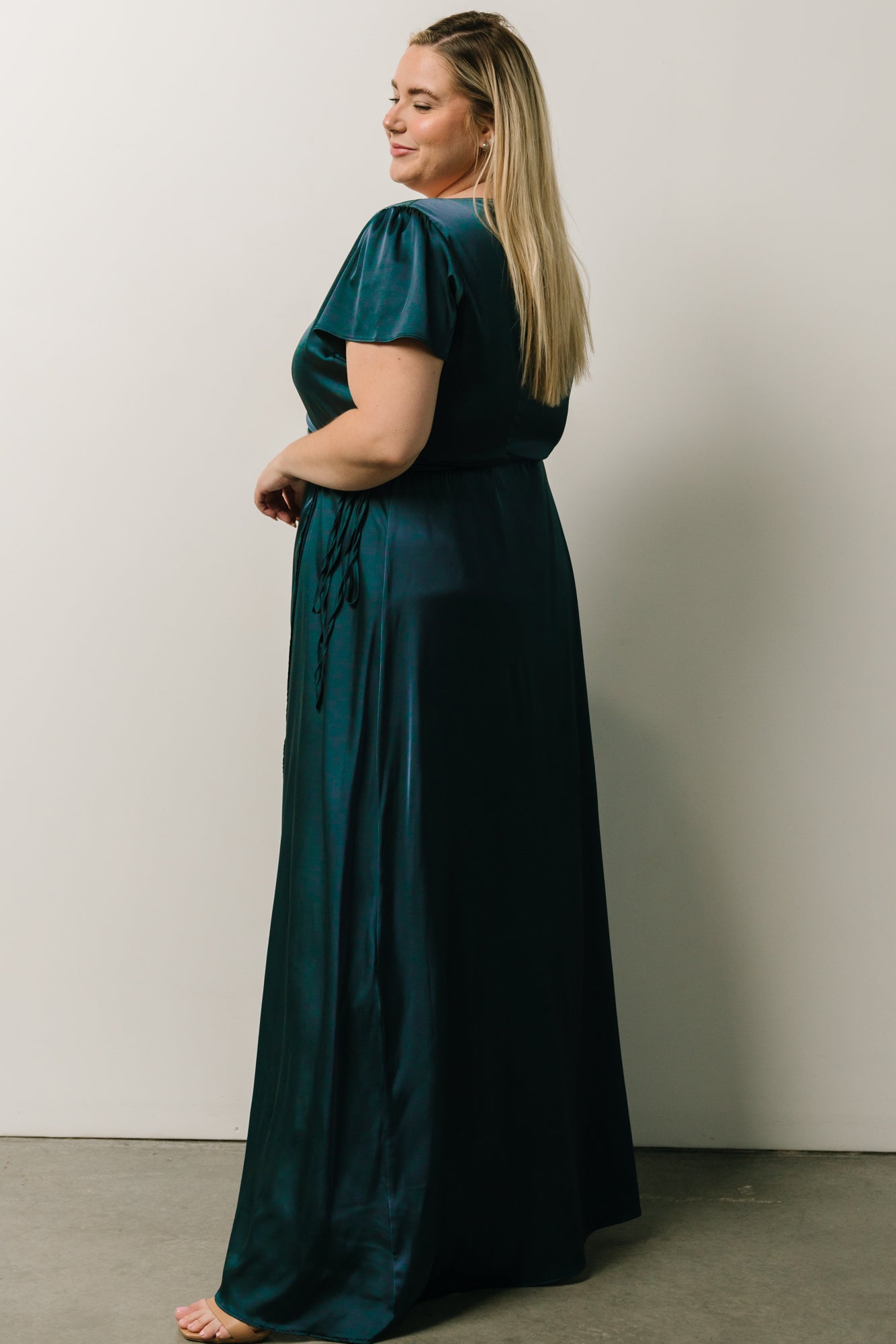 Krystal Satin Wrap Gown | Deep Blue - Baltic Born