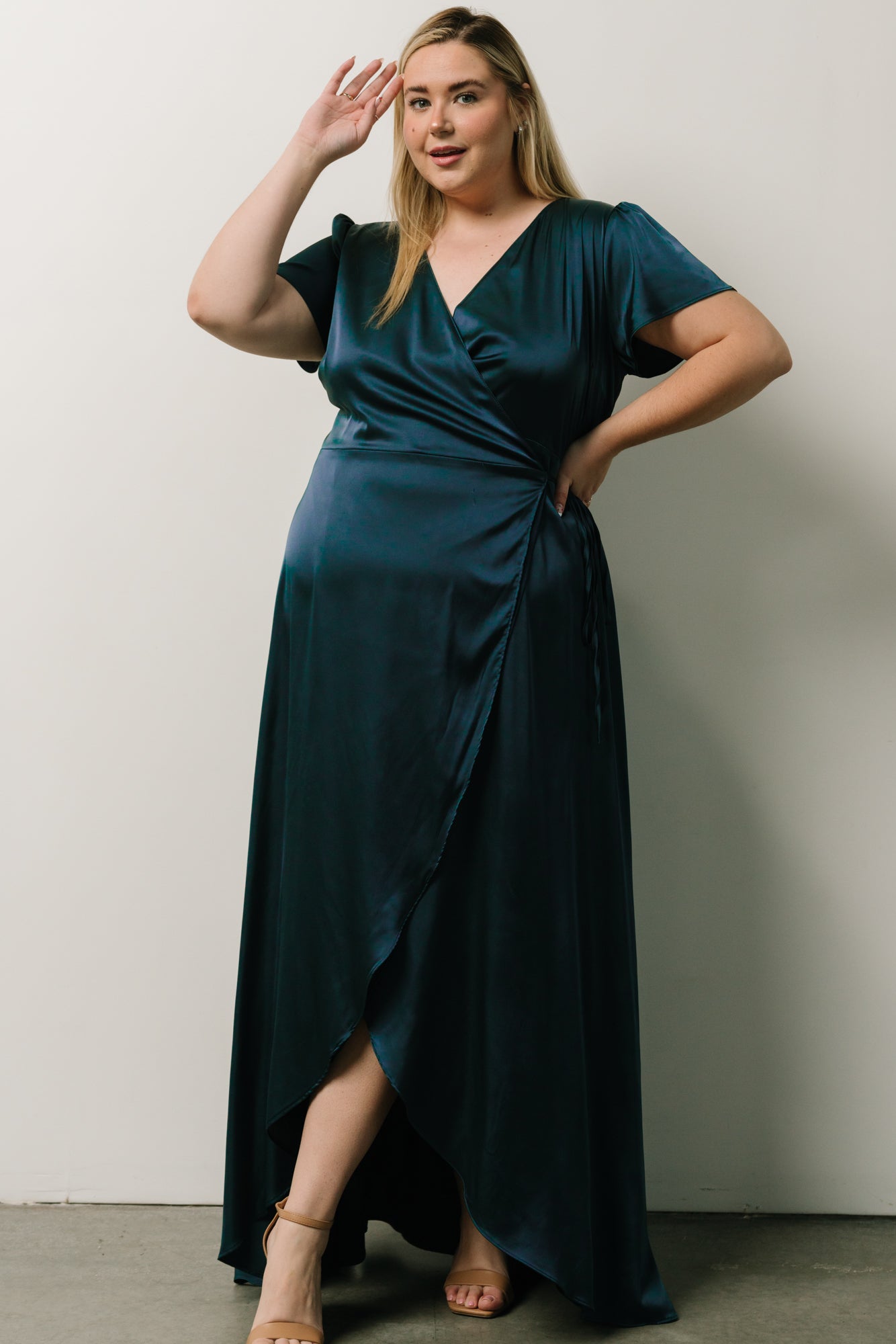 Krystal Satin Wrap Gown | Deep Blue - Baltic Born